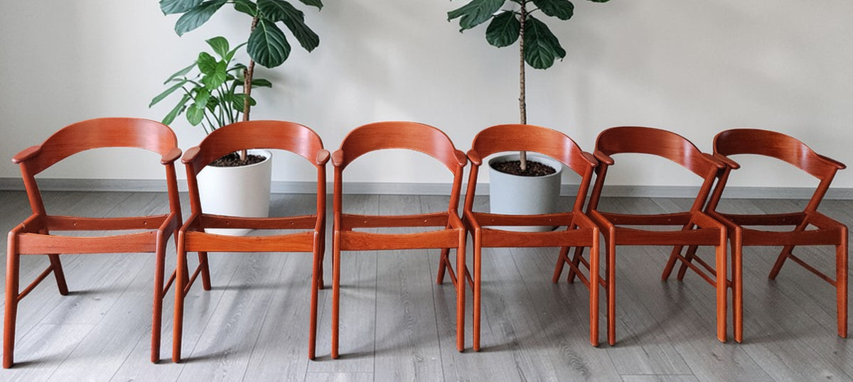 REFINISHED Danish MCM Teak Armchairs by Kai Kristiansen model 32