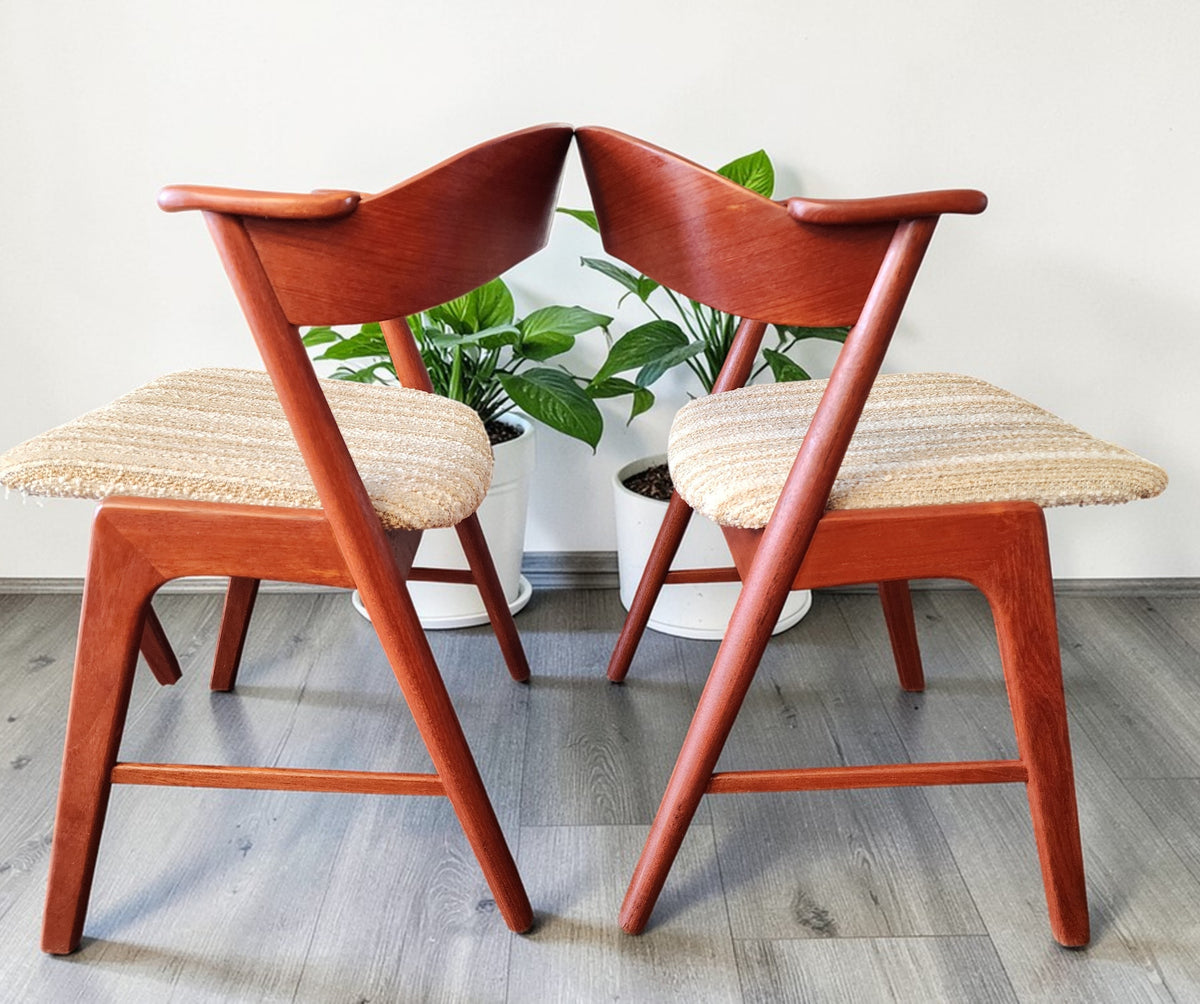 REFINISHED Danish MCM Teak Armchairs by Kai Kristiansen model 32