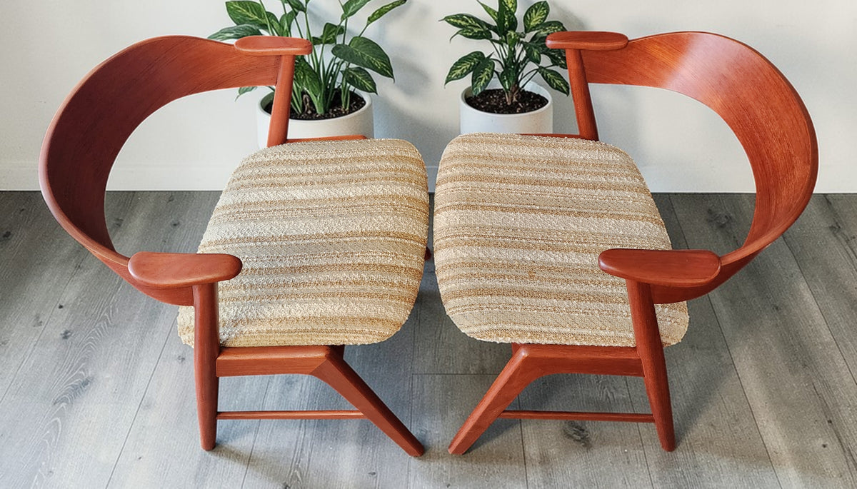 REFINISHED Danish MCM Teak Armchairs by Kai Kristiansen model 32
