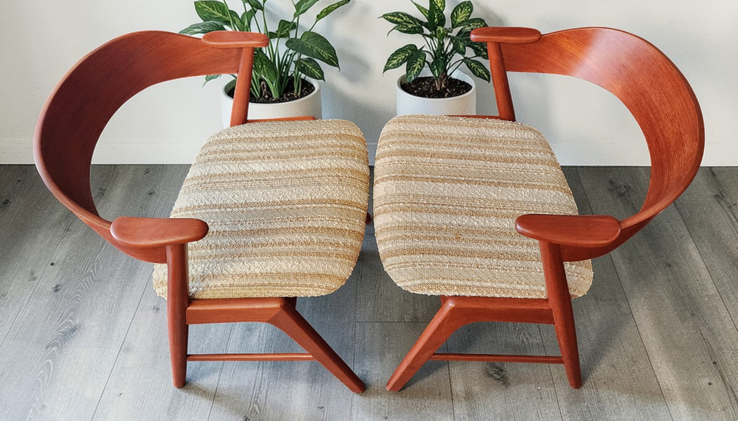 REFINISHED Danish MCM Teak Armchairs by Kai Kristiansen model 32