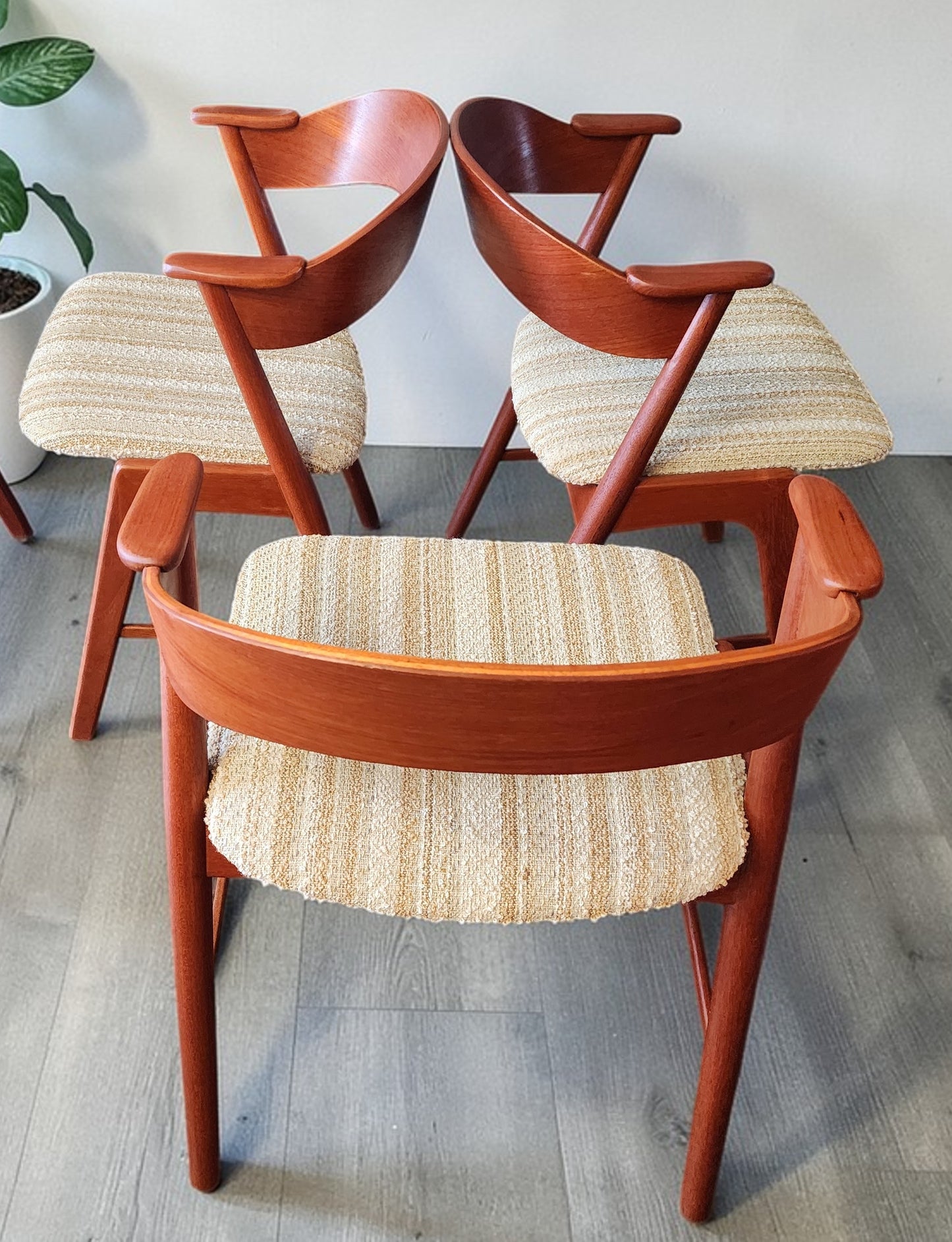 REFINISHED Danish MCM Teak Armchairs by Kai Kristiansen model 32