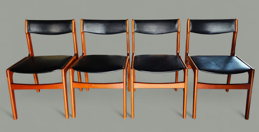 4 RESTORED Danish MCM Teak Chairs by Erik Buch for Anderstrup