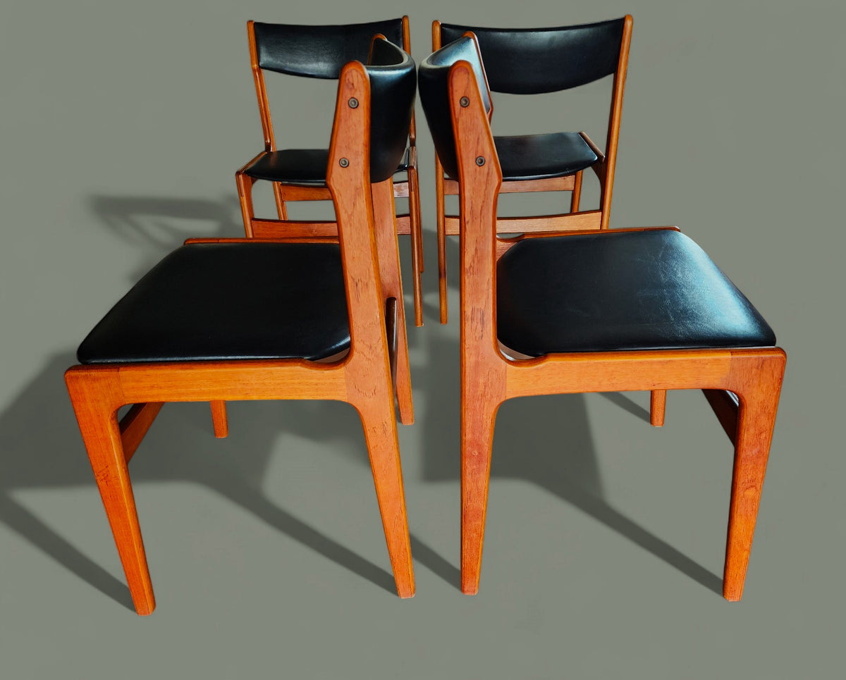 4 RESTORED Danish MCM Teak Chairs by Erik Buch for Anderstrup