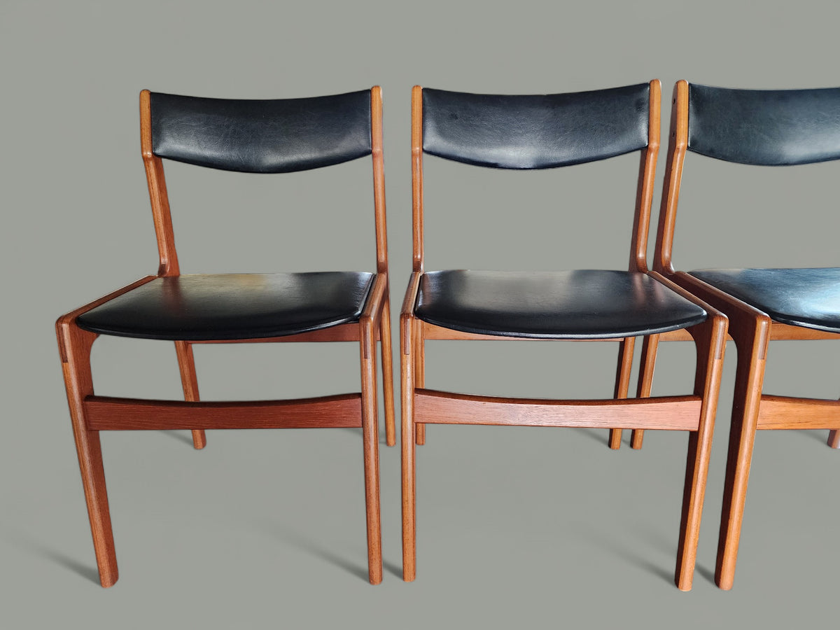 4 RESTORED Danish MCM Teak Chairs by Erik Buch for Anderstrup