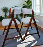 6 REFINISHED Danish Mid Century Modern Teak A -frame Chairs by TH Harlev 1