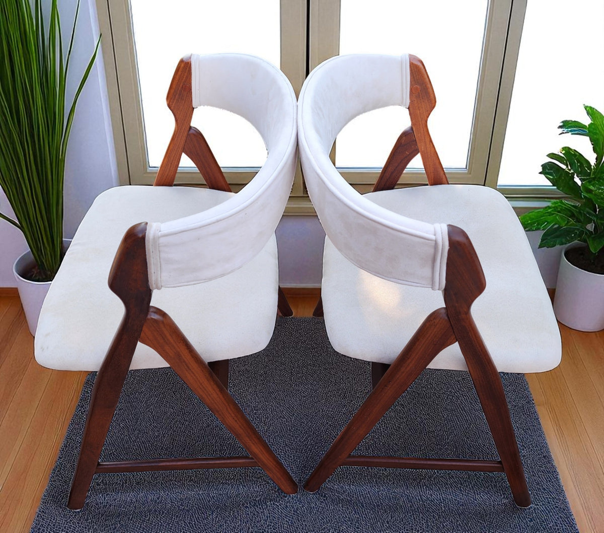 6 REFINISHED Danish Mid Century Modern Teak A -frame Chairs by TH Harlev