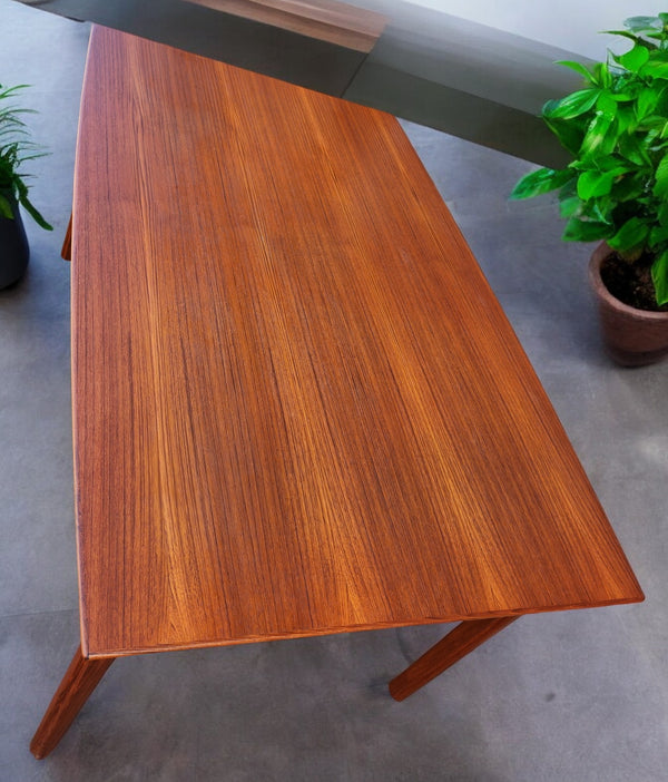 REFINISHED Danish MCM Teak Table Draw Leaf Surfboard Shape by DYRLUND 59"-102"