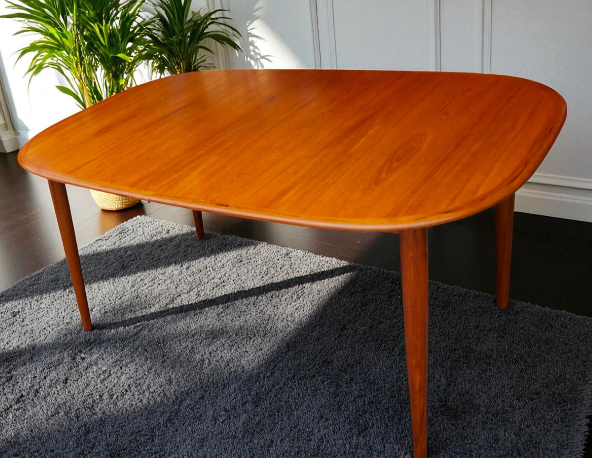 REFINISHED Danish MCM Teak Table w 2 Leaves Selfstoring 59.5