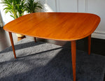 REFINISHED Danish MCM Teak Table w 2 Leaves Selfstoring 59.5