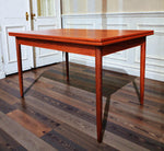REFINISHED Danish Mid Century Modern Teak Draw Leaf Table 48