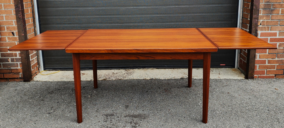 REFINISHED Danish MCM Teak Draw Leaf Table by H. Kjaernulf  51