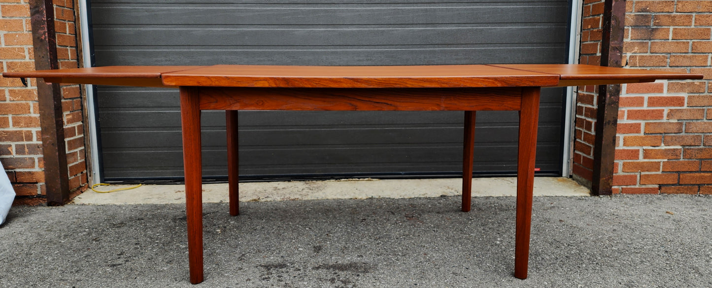 REFINISHED Danish MCM Teak Draw Leaf Table by H. Kjaernulf  51" - 89"