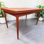 REFINISHED Danish Mid Century Modern Teak Draw Leaf Table 51