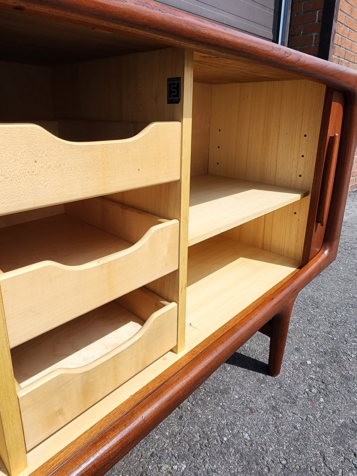 REFINISHED Danish MCM Teak Tambour Sideboard by Johannes Andersen 63