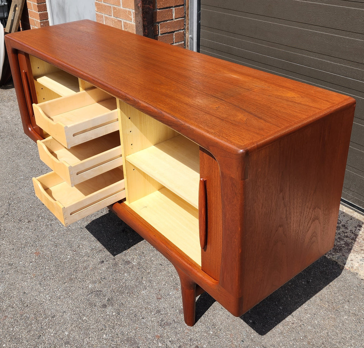 REFINISHED Danish MCM Teak Tambour Sideboard by Johannes Andersen 63