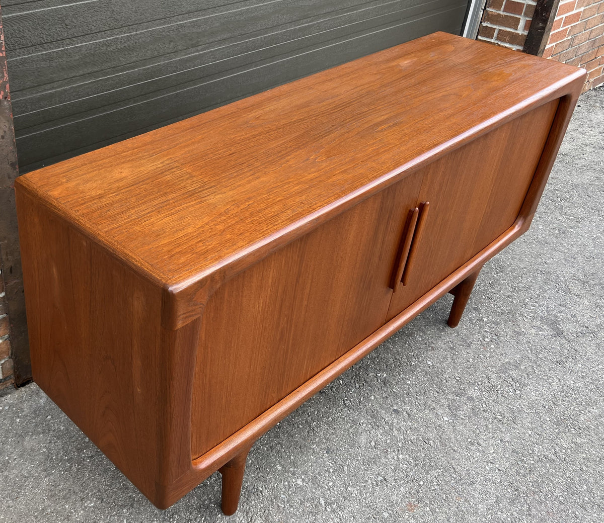 REFINISHED Danish MCM Teak Tambour Sideboard by Johannes Andersen 63