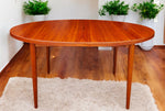 REFINISHED Danish Mid Century Modern Teak Table Oval w 2 leaves 60