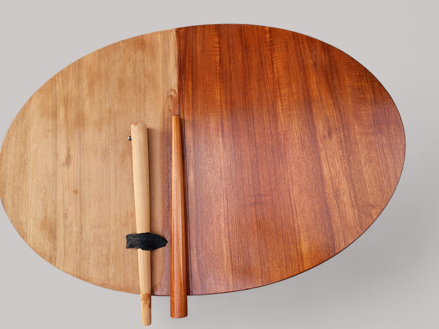 REFINISHED Danish Mid Century Modern Teak Table Oval w 2 leaves 60"-100"