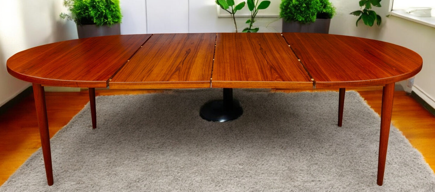 REFINISHED Danish Mid Century Modern Teak Table Oval w 2 leaves 60"-100"
