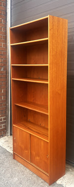 RESTORED Danish Mid Century Modern Teak Bookcase w doors  H 76