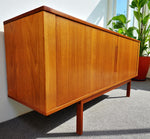 Danish Mid Century Modern Teak Tambour Credenza 65