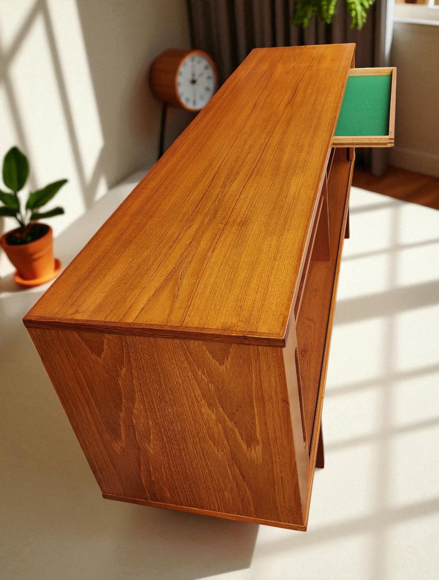 Danish Mid Century Modern Teak Tambour Credenza 65" by Svend Aage Larsen
