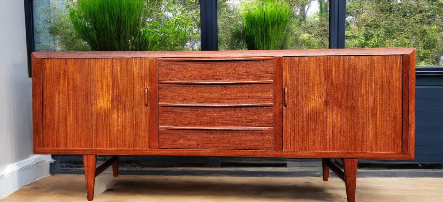 REFINISHED Danish MCM Teak Tambour Credenza by Kofod Larsen 83"