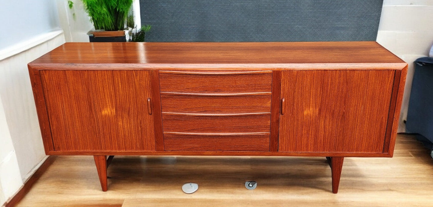REFINISHED Danish MCM Teak Tambour Credenza by Kofod Larsen 83"