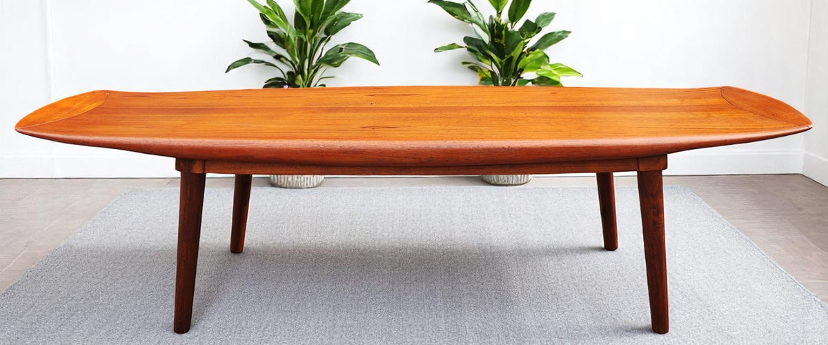 REFINISHED Danish MCM Teak Surfboard Coffee Table by A.H. Olsen for Mogens Kold 63