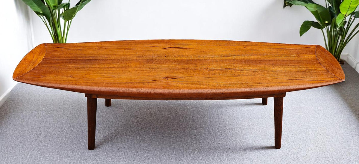 REFINISHED Danish MCM Teak Surfboard Coffee Table by A.H. Olsen for Mogens Kold 63