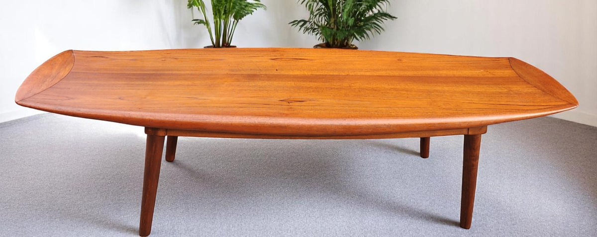 REFINISHED Danish MCM Teak Surfboard Coffee Table by A.H. Olsen for Mogens Kold 63