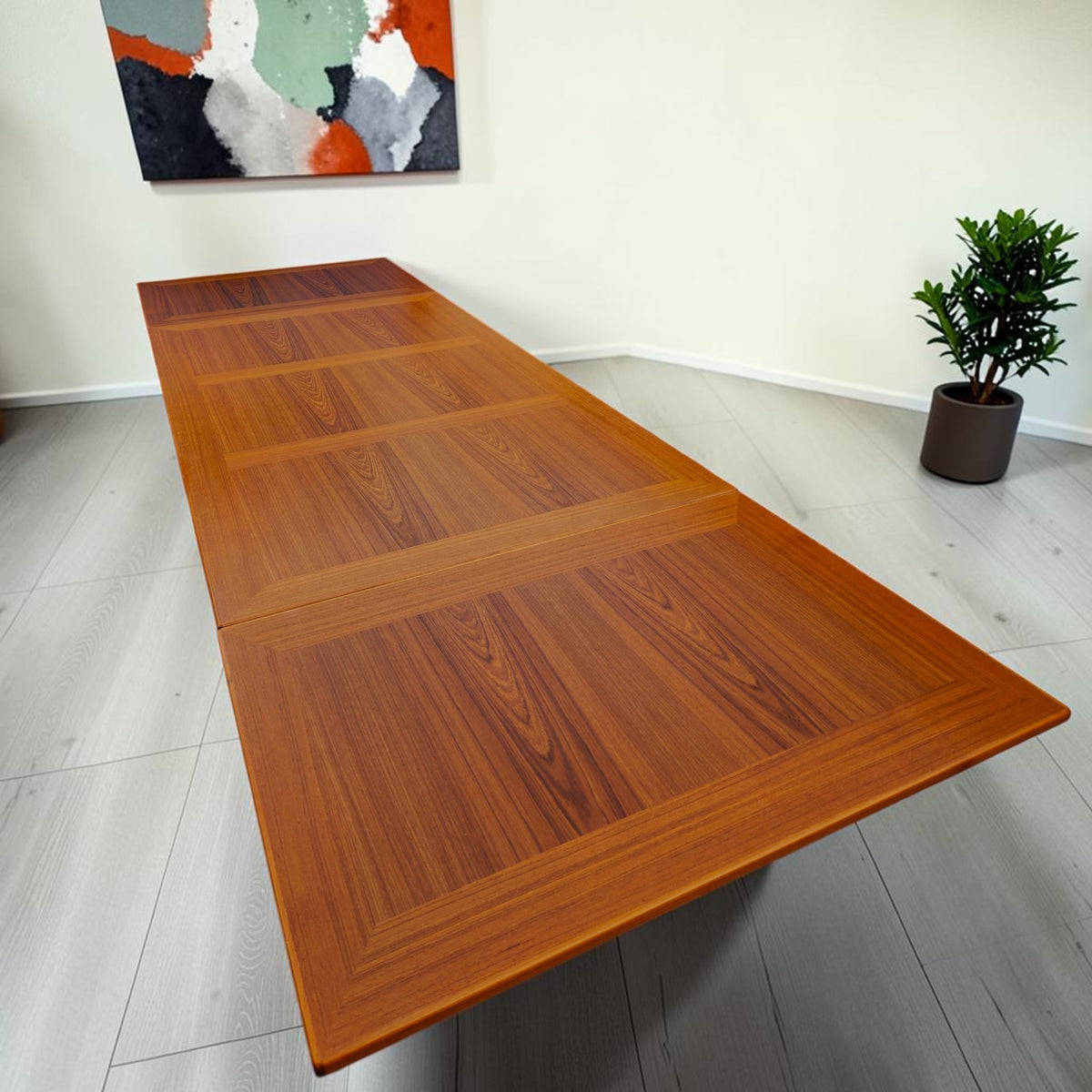 Danish Mid Century Modern Teak Draw Leaf Table by Skovby 71