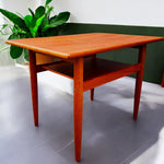 REFINISHED Danish Mid Century Modern Teak Accent Table w Shelf 10