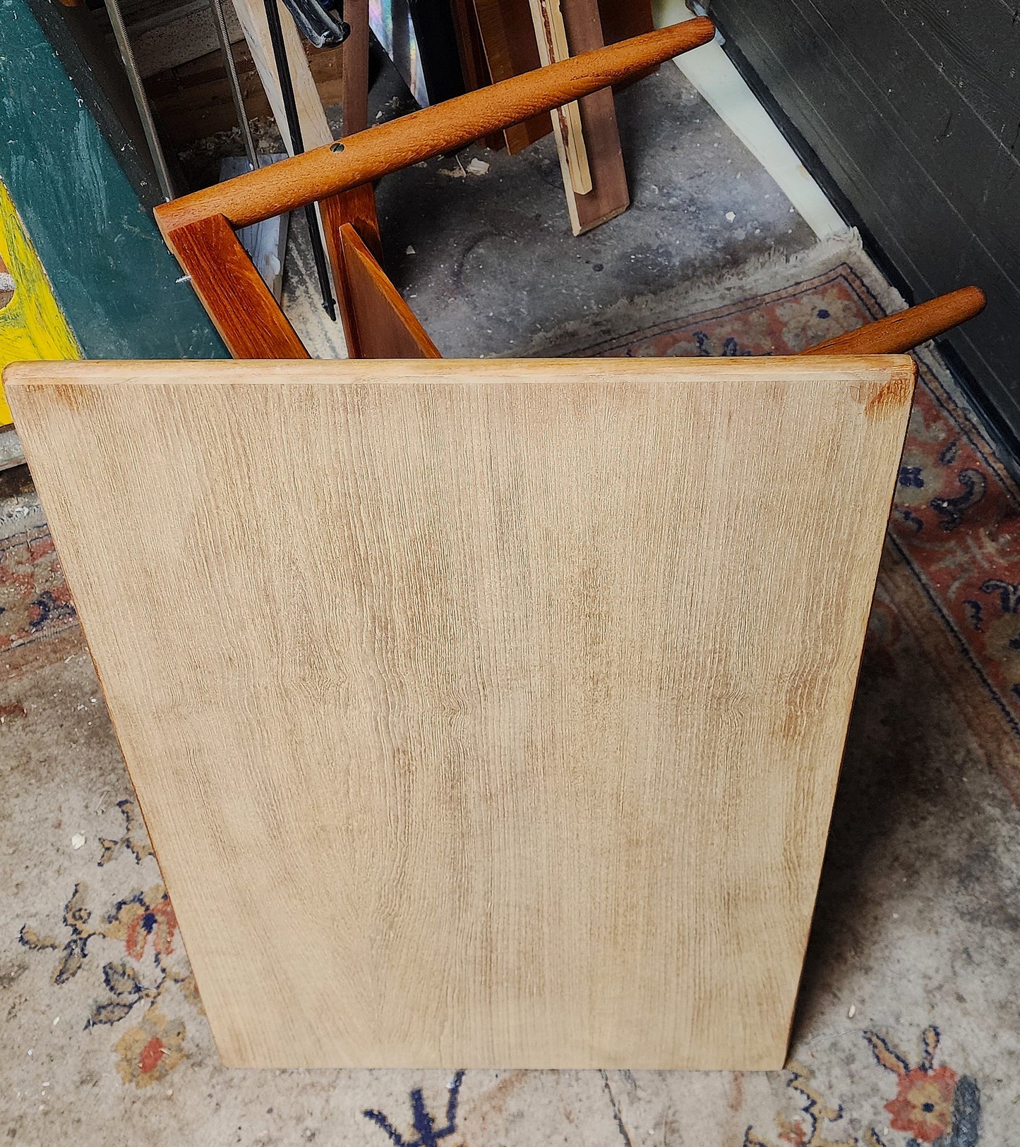 REFINISHED Danish Mid Century Modern Teak Accent Table w Shelf