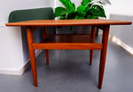 REFINISHED Danish Mid Century Modern Teak Accent Table w Shelf 9