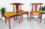 6 REFINISHED will be REUPHOLSTERED Danish MCM Cowhorn Teak Chairs 10