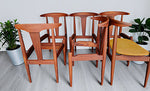 6 REFINISHED will be REUPHOLSTERED Danish MCM Cowhorn Teak Chairs 12