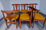 6 REFINISHED will be REUPHOLSTERED Danish MCM Cowhorn Teak Chairs 2