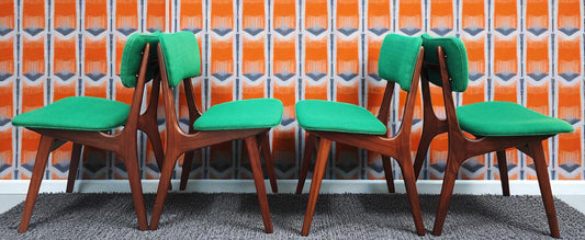 4 REUPHOLSTERED Danish Mid Century Modern Teak Chairs by Arne Hovmand Olsen