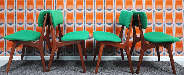 4 REUPHOLSTERED Danish Mid Century Modern Teak Chairs by Arne Hovmand Olsen