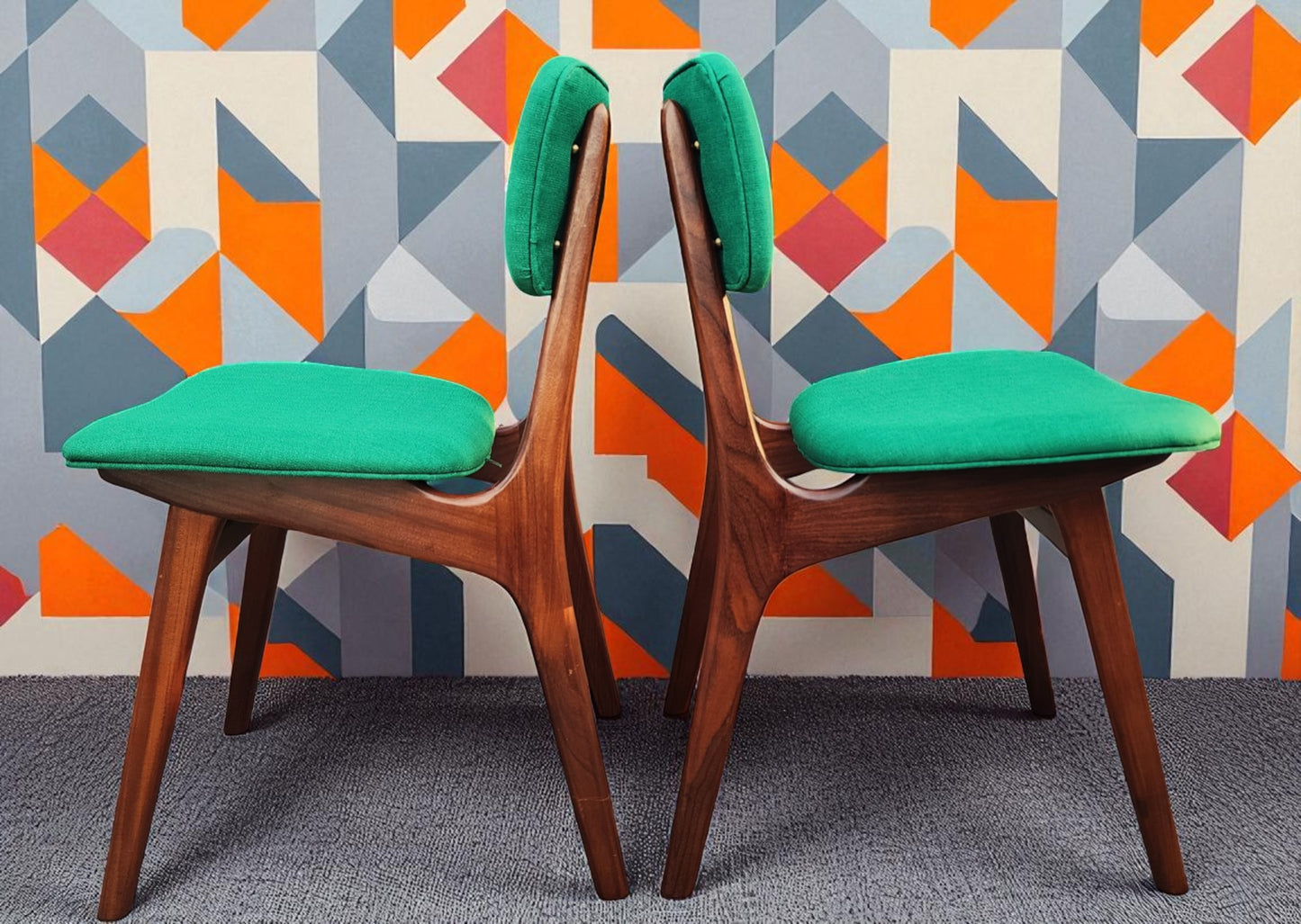 4 REUPHOLSTERED Danish Mid Century Modern Teak Chairs by Arne Hovmand Olsen