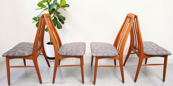 6 REFINISHED Danish Mid Century Modern Teak Chairs by Niels Koefoed, model Eva