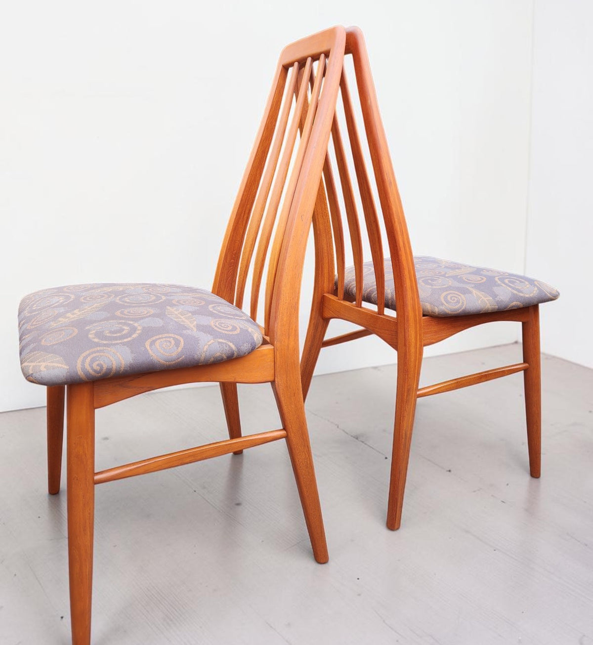 6 REFINISHED Danish Mid Century Modern Teak Chairs by Niels Koefoed, model Eva