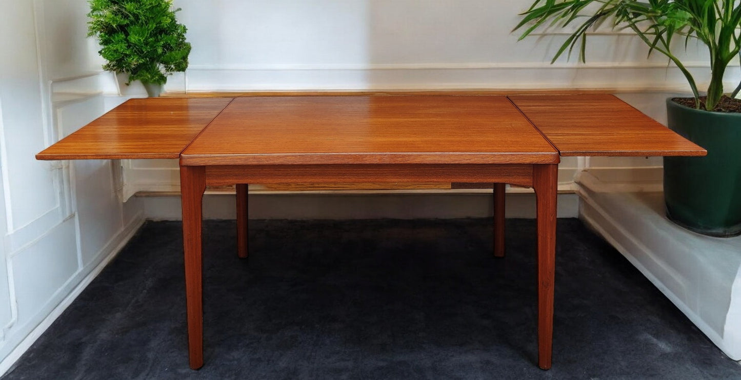 REFINISHED Danish MCM Teak Draw Leaf Table by H. Kjaernulf  47" - 82"