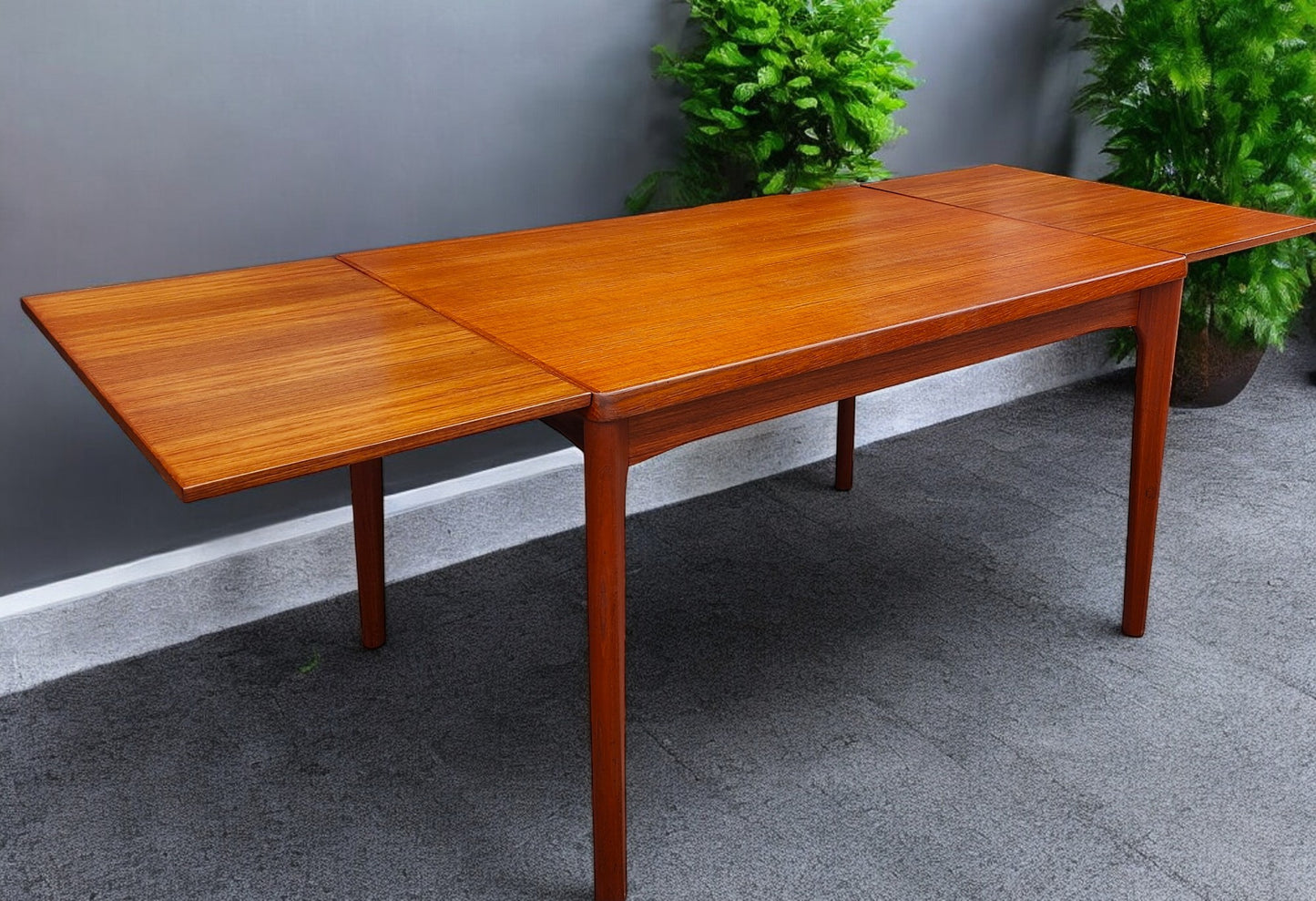 REFINISHED Danish MCM Teak Draw Leaf Table by H. Kjaernulf  47" - 82"