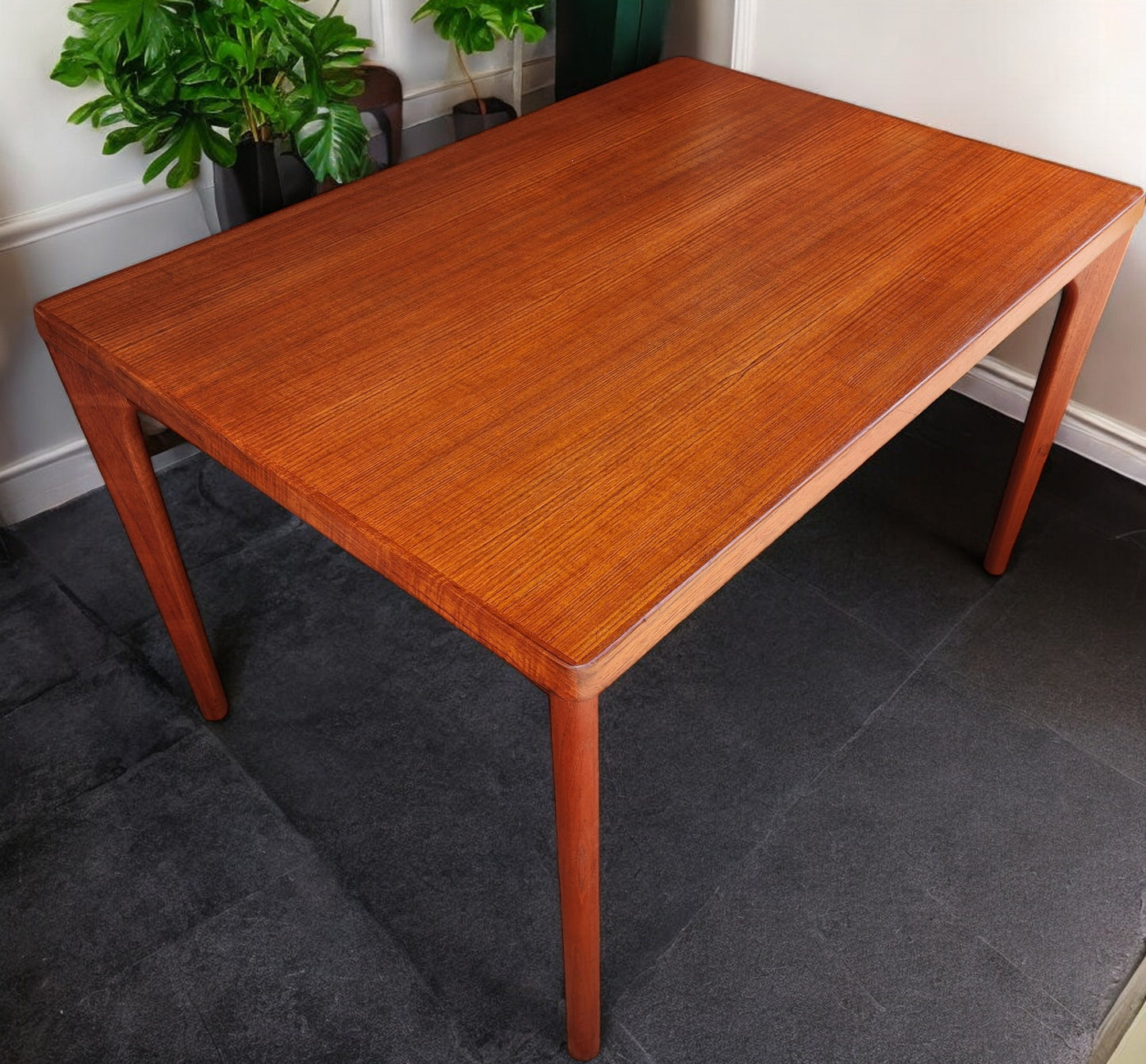 REFINISHED Danish MCM Teak Draw Leaf Table by H. Kjaernulf  47" - 82"