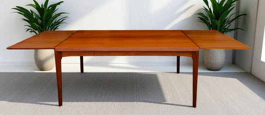REFINISHED Danish MCM Teak Draw Leaf Table by H. Kjaernulf  65" - 104"
