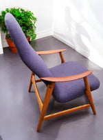 REFINISHED & REUPHOLSTERED in grey Danish MCM Teak Recliner by Arne Vodder 4