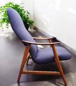 REFINISHED & REUPHOLSTERED in grey Danish MCM Teak Recliner by Arne Vodder 1
