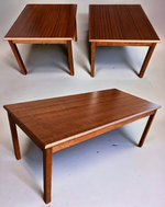 REFINISHED Set of Danish Mid Century Modern coffee table & 2 end tables 3